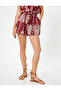 X Melis Ağazat - Viscose Mini Shorts with Floral Ethnic Pattern, Tie-Waist, Pockets, Comfortable Fit - 3