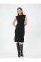 Sleeveless Round Neck Ribbed Slit Pencil Knitwear Dress - 3