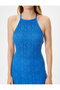 Midi Length Halter Neck Crochet Dress with Low Back and Straps Lining - 5
