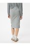 Standard Waist Midi Length Knitwear Pencil Skirt with Stripe Detail on the Sides - 4