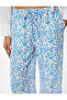 Wide Leg Pants High Waist Lacing Detailed Floral Patterned Comfortable Fit - 5