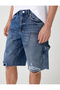 Carpenter Denim Shorts Loose Fit Bermuda Pocket Detailed Cotton - 5