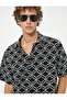 Short Sleeve Shirt Geometric Embroidered Cotton