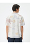 Summer Shirt Patterned Turn-Down Collar Pocket Detailed Linen Blend - 4