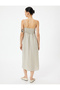 Thin Strap Midi Length Ruffle Dress with Gimped Bead Detail - 4