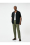 Boyfriend Trousers Lace-Up Waist Chino Pocket Detail Linen Blended