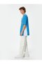 Oversize College T-Shirt with Slogan Print, Short Sleeve, V-Neck - 2