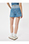 Mini Denim Shorts with Buttons, Color Block, Pockets, Relaxed Fit - 4