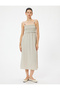Thin Strap Midi Length Ruffle Dress with Gimped Bead Detail - 3