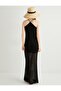 Crochet Midi Dress with V-Neck Straps and Floral Appliques - 5