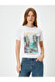Printed T-Shirt Crew Neck Short Sleeve Cotton - 3