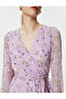 Flounced Dress Chiffon Floral V-Neck Tie Detail Slit - 5
