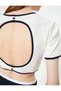 Slim Fit Crop T-Shirt - Short Sleeve, Crew Neck, Camisole Color Contrast - 5