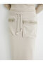 Midi Skirt with Lace-up Waist and Zipper Pocket - 5