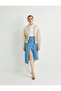 Double-Breasted Denim Skirt with Asymmetrical Belt Detail and Pockets - 2
