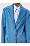 Denim Blazer Jacket Double Breasted Pocket Detailed Comfortable Fit - 6