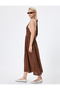 Halter Neck Long Flared Dress with Low Back Cutout