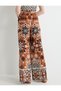 Wide Leg Trousers Ethnic Patterned Pocket Detailed Belted - 4