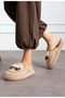 Women's Bowknot Maternity Postpartum Non-Slip Lightweight Sole Home Slippers Furry Slippers Dowry Bundle - 2