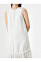 Sleeveless Viscose Long Dress Lined Skirt Hem Ruffles Crew Neckline - 5