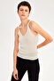İllas Slim Fit V-Collar Strap Short Ecru Color Women's Knitwear Blouse - 3