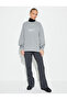 Crew Neck Sweatshirt Printed Ribbed - 2