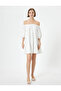 Off Shoulder Dress Mini Balloon Sleeve Flounces - 3