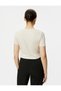 Crop T-shirt Short Sleeve Crew Neck Modal Blended - 4