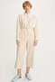 Malcolm Comfortable Crop Length Plaid Patterned High Waist Beige Color Women's Trousers - 2