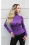 Purple Half-Neck Gathered Long Sleeve Sandy Blouse