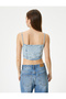 Denim Bustier Thin Strap Slim Fit Square Collar - 4
