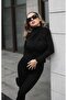 Black Half-Neck Gathered Long Sleeve Sandy Blouse - 4