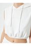 Hooded Crop Sweatshirt Elastic Waist Sleeveless - 5