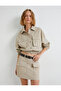 Faux Leather Mini Skirt with Cover and Double Pocket Detail A-Line - 2