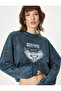 Three Yarn Printed Pale Effect Oversize Sweatshirt - Crew Neck - 2