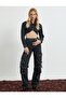 Crop Denim Jacket Slim Fit Asymmetric Cut Cotton