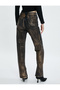 High Waist Leather Straight Jeans Denim Trousers Straight Leg Regular Cut - Eve Jean - 5