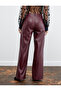 Wide Leg Faux Leather Trousers - 5