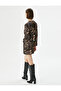 Mini Satin Dress Leopard Pattern Long Sleeve - 4