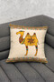 African Themed Digital Printed Decorative 4-Piece Pillow in Cream Orange Colors - Throw Pillow Cover Set - 3