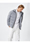 Puffer Jacket Shiny Stand Collar Zipper Pocket Snap Buttons