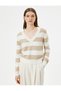 V-Neck Sweater Knitwear Long Sleeve - 3