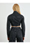 Crop Denim Jacket Slim Fit Asymmetric Cut Cotton - 4