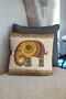 African Themed Digital Printed Decorative 4-Piece Pillow in Cream Orange Colors - Throw Pillow Cover Set - 4