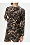 Mini Satin Dress Leopard Pattern Long Sleeve - 5