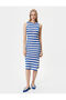 Midi Dress Slit Detailed Crew Neck - 3