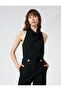 Drape Collar Blouse Sleeveless Flowy