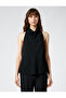 Drape Collar Blouse Sleeveless Flowy - 3