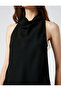 Drape Collar Blouse Sleeveless Flowy - 5