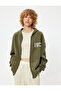Oversize Hooded Raised Zippered Printed Sweatshirt - 3
